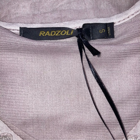 Radzoli Tiered Embroidered Sheer Lavender Tank Top Small - Picture 3 of 6